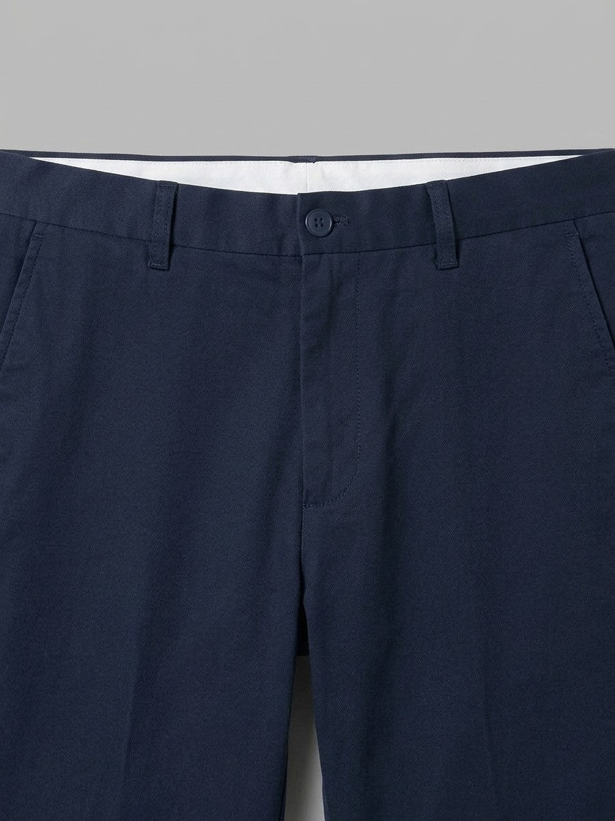 Varenno Men's Straight Fit Pocketed Trousers — navyblue — detail-collar