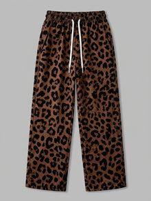 Varzi Men's Wide-Leg Leopard Print Trousers