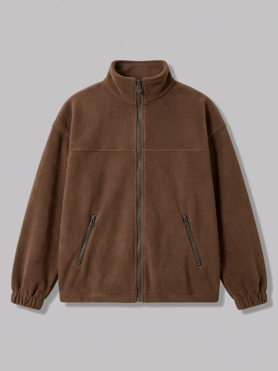 Velletri Men's Stand Collar Fleece Jacket — darkbrown — packshot