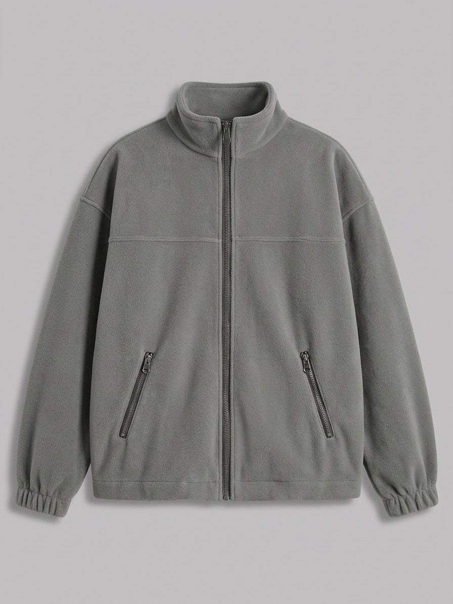 Velletri Men's Stand Collar Fleece Jacket — gray — packshot