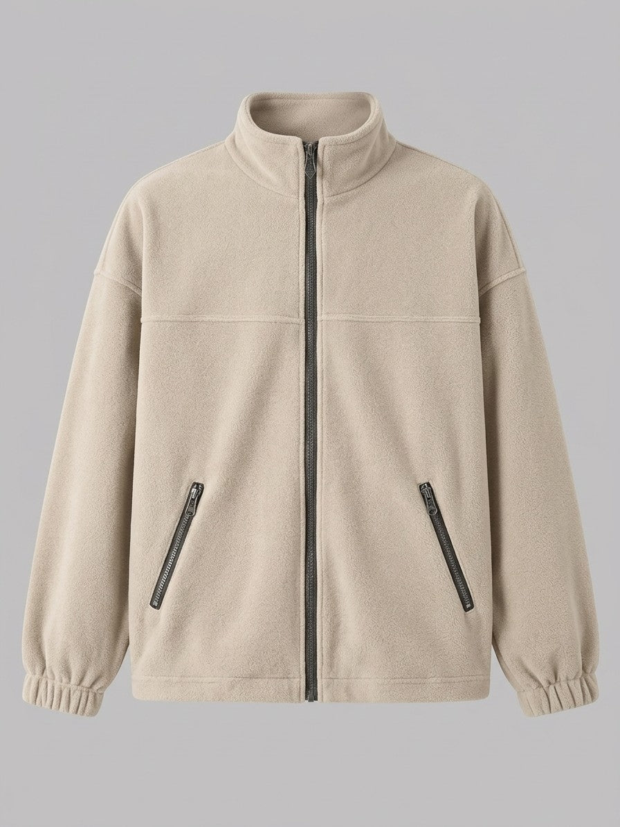 Velletri Men's Stand Collar Fleece Jacket — offwhite — packshot