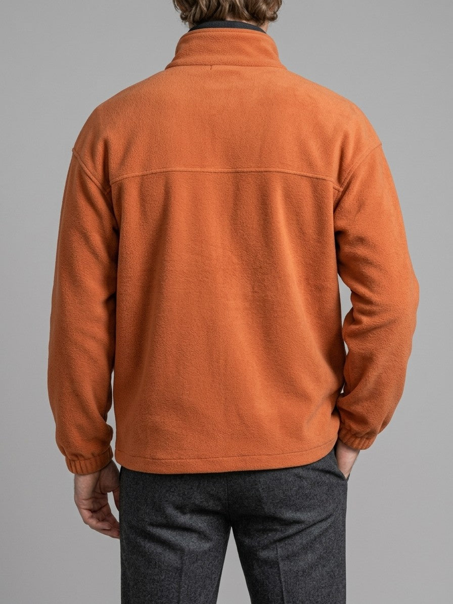 Velletri Men's Stand Collar Fleece Jacket — orange — back