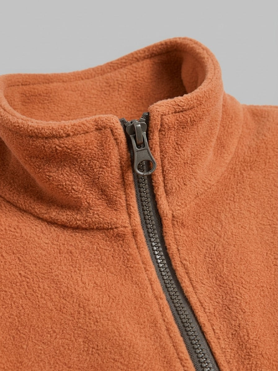 Velletri Men's Stand Collar Fleece Jacket — orange — detail-2