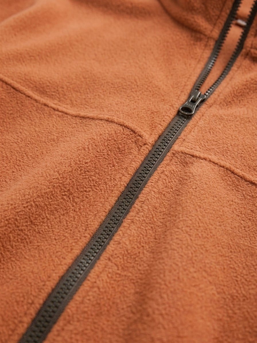 Velletri Men's Stand Collar Fleece Jacket — orange — detail