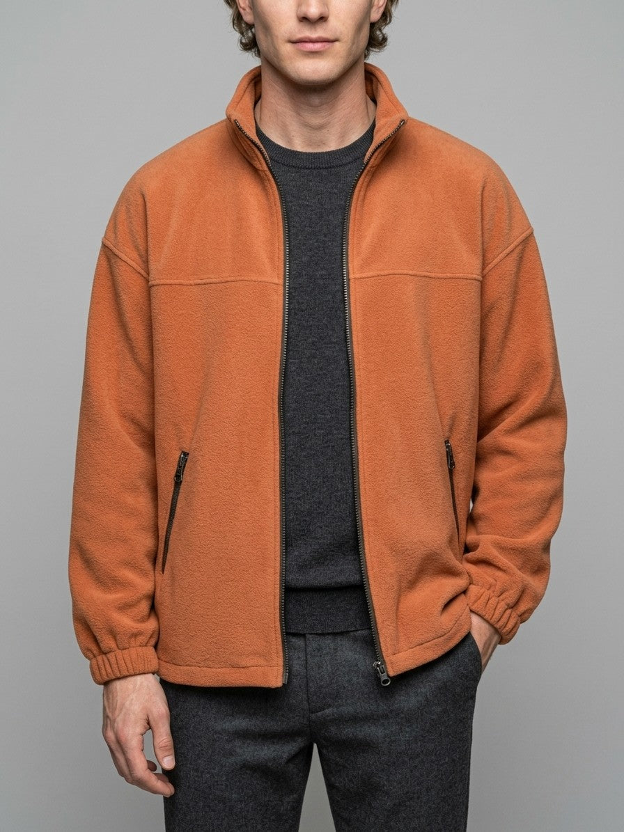 Velletri Men's Stand Collar Fleece Jacket — orange — front