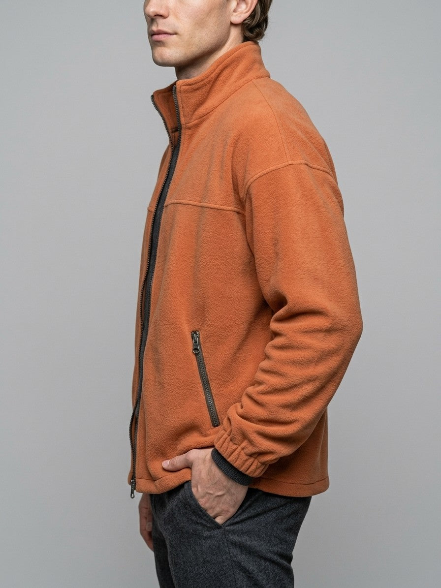 Velletri Men's Stand Collar Fleece Jacket — orange — side