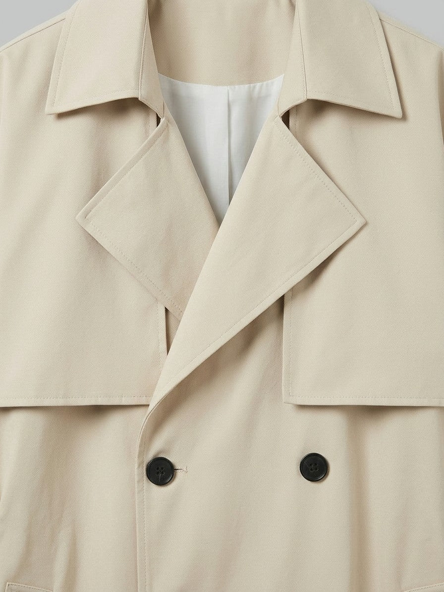 Venafro Men's Oversized Belted Trench Coat — khaki — detail-2