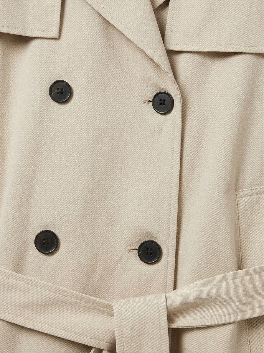 Venafro Men's Oversized Belted Trench Coat — khaki — detail