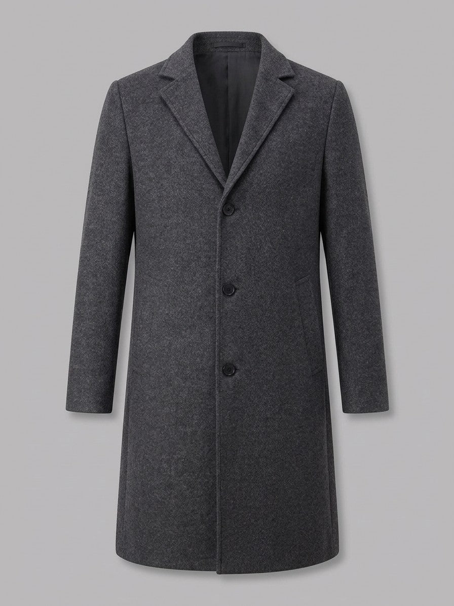 Venezia Men's Slim-Fit Lapel Overcoat — darkgray — packshot
