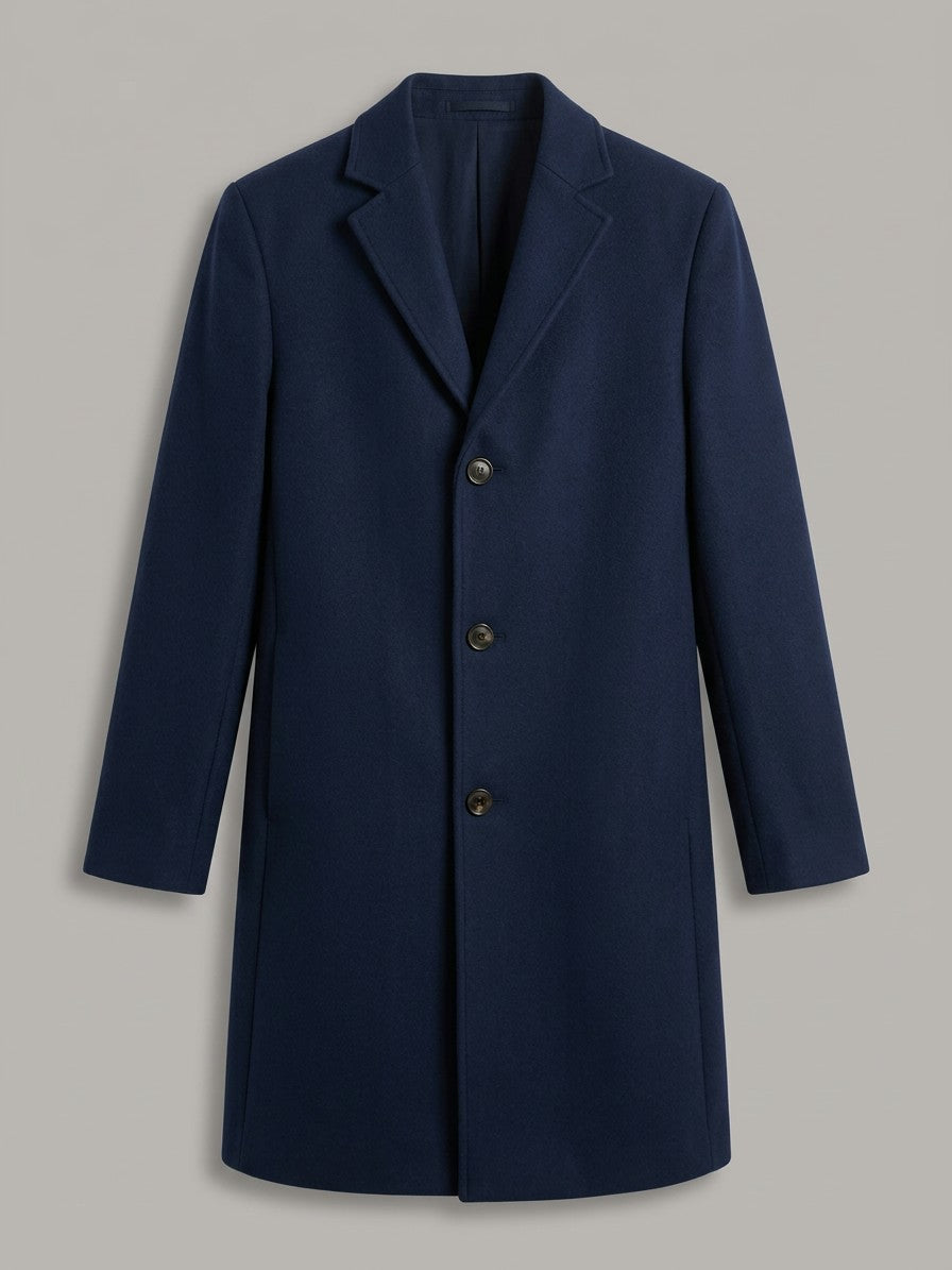 Venezia Men's Slim-Fit Lapel Overcoat — navy — packshot
