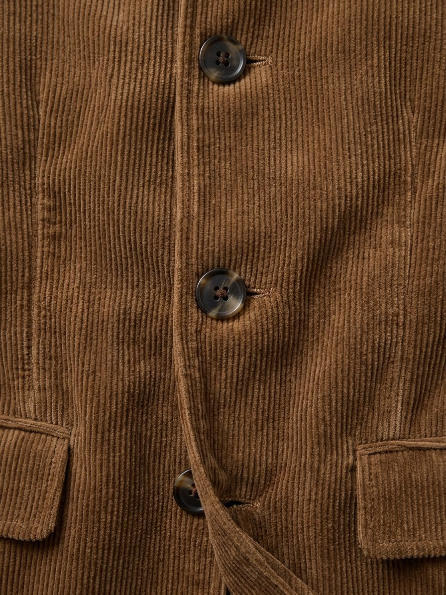 Venosa Men's Stand Collar Corduroy Car Coat — camel — detail
