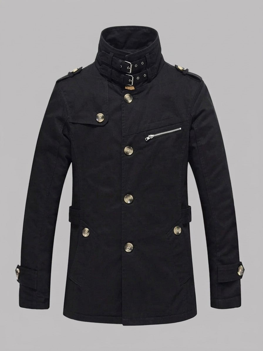 Ventimiglia Men's Sherpa-Lined Short Trench Coat — black — packshot
