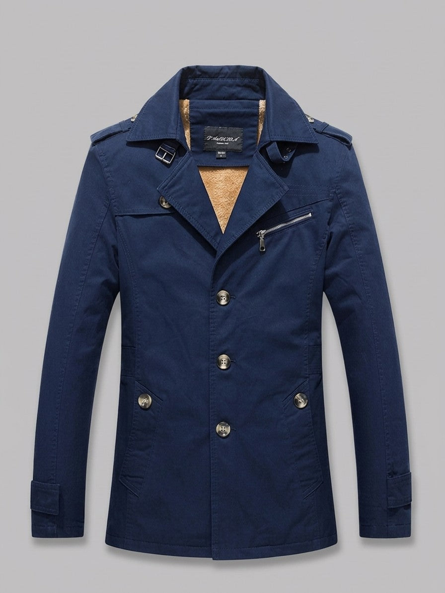 Ventimiglia Men's Sherpa-Lined Short Trench Coat — blue — packshot