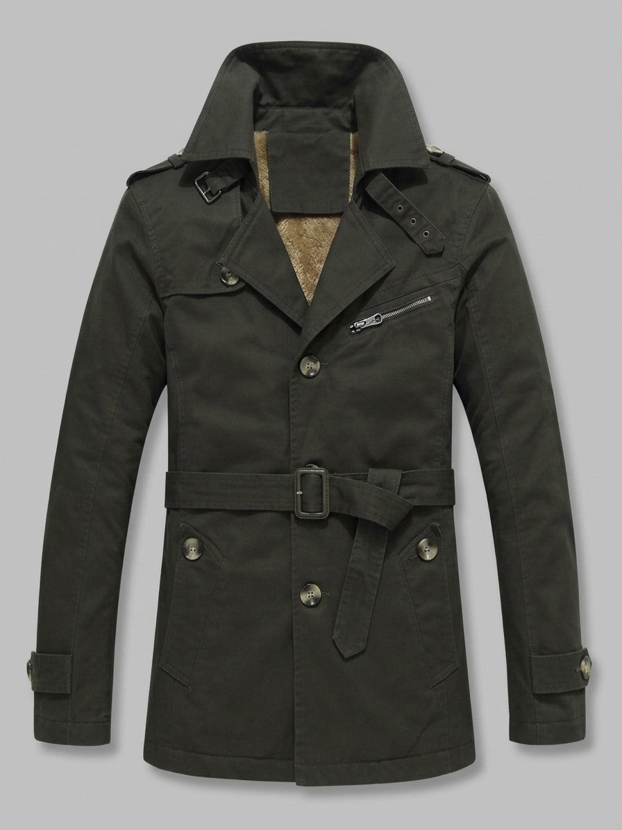 Ventimiglia Men's Sherpa-Lined Short Trench Coat — green — packshot