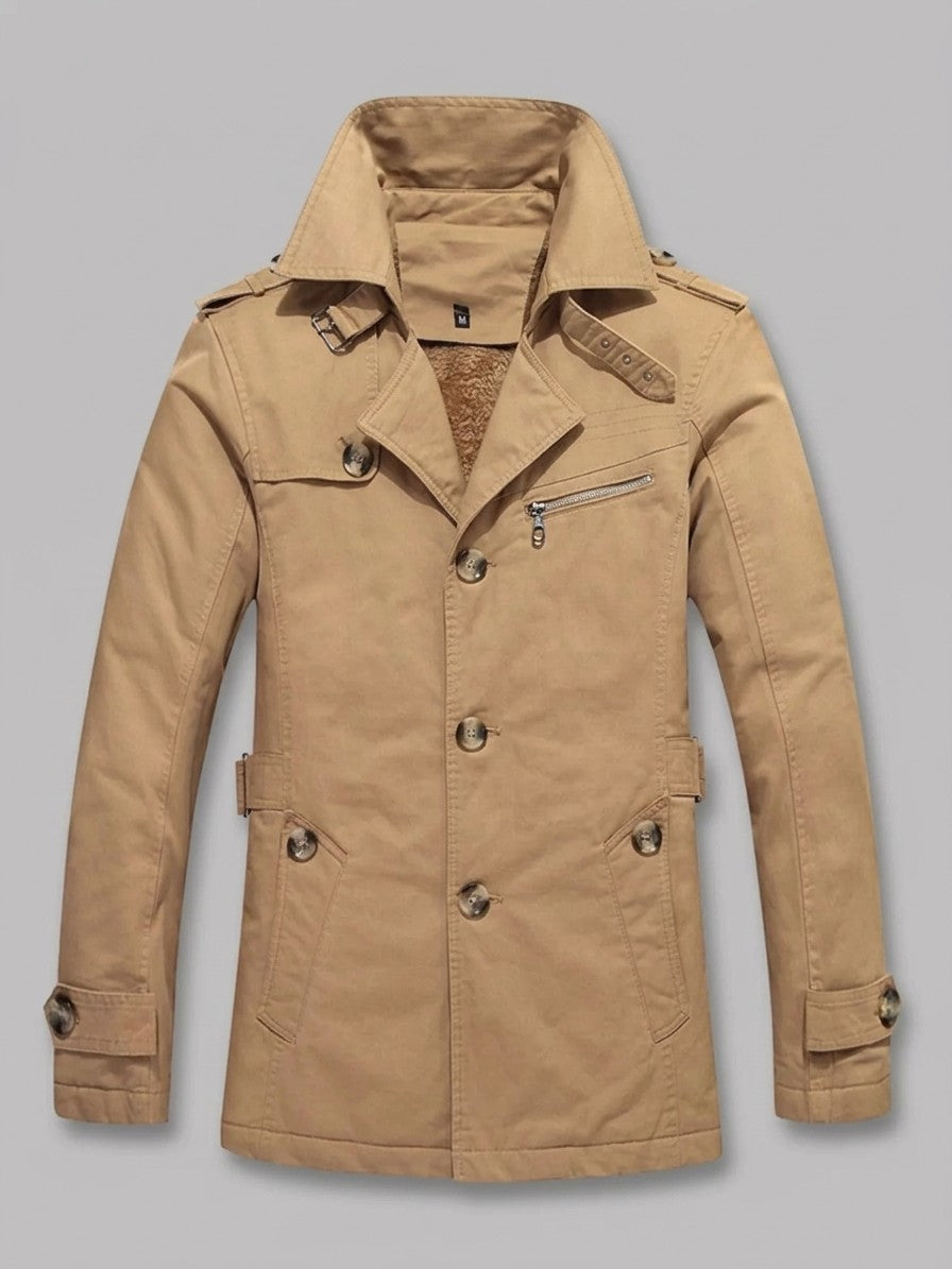 Ventimiglia Men's Sherpa-Lined Short Trench Coat — camel — packshot