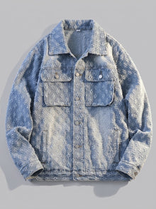 Venzone Men's Tufted Jacquard Denim Trucker Jacket