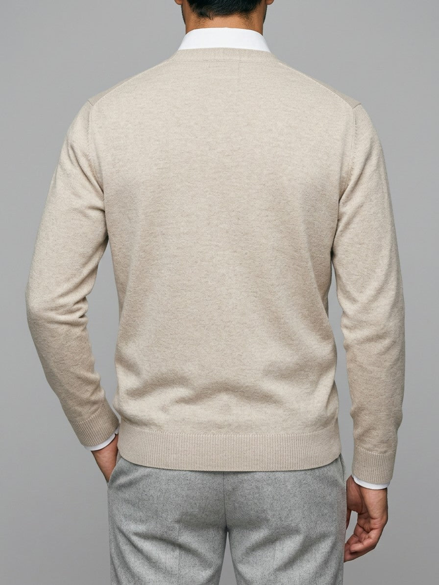 Verbania Men's V-Neck Button Knit Cardigan — flowerapricotcolor — back