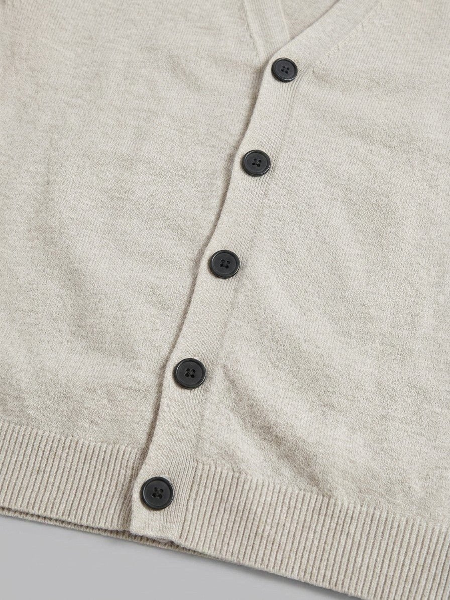 Verbania Men's V-Neck Button Knit Cardigan — flowerapricotcolor — detail-2