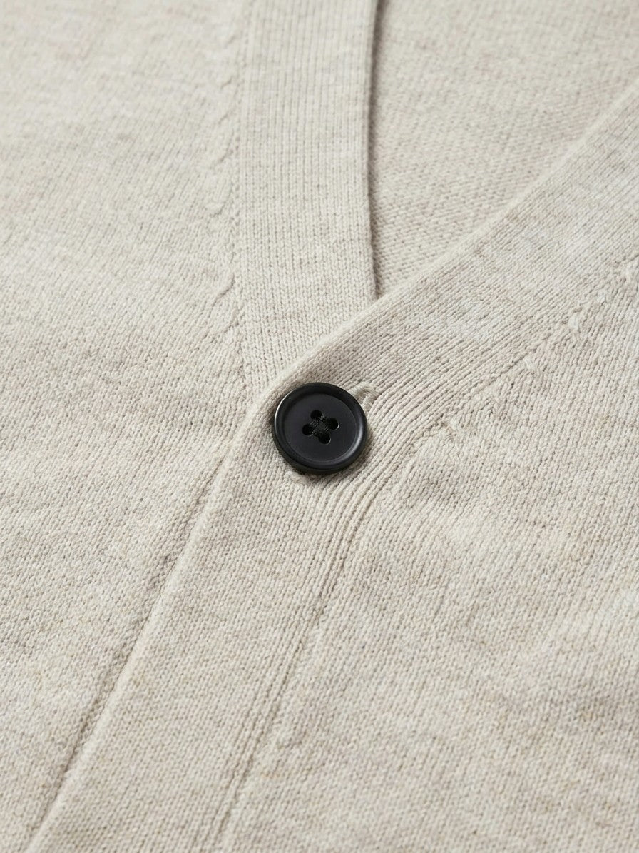 Verbania Men's V-Neck Button Knit Cardigan — flowerapricotcolor — detail