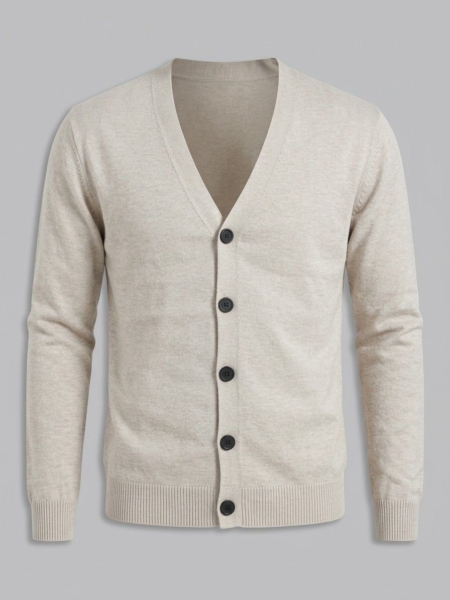 Verbania Men's V-Neck Button Knit Cardigan — flowerapricotcolor — packshot