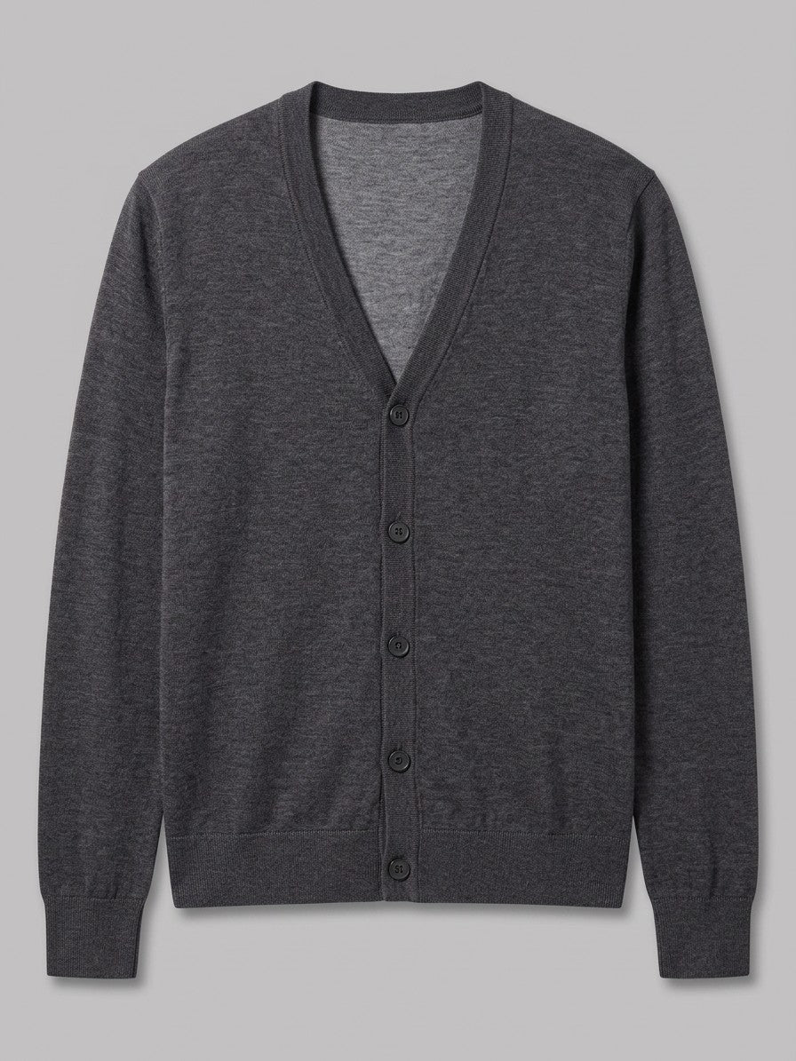 Verbania Men's V-Neck Button Knit Cardigan — flowersdarkgray — packshot
