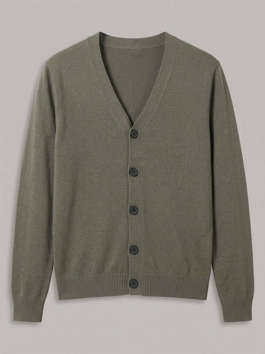 Verbania Men's V-Neck Button Knit Cardigan — green — packshot