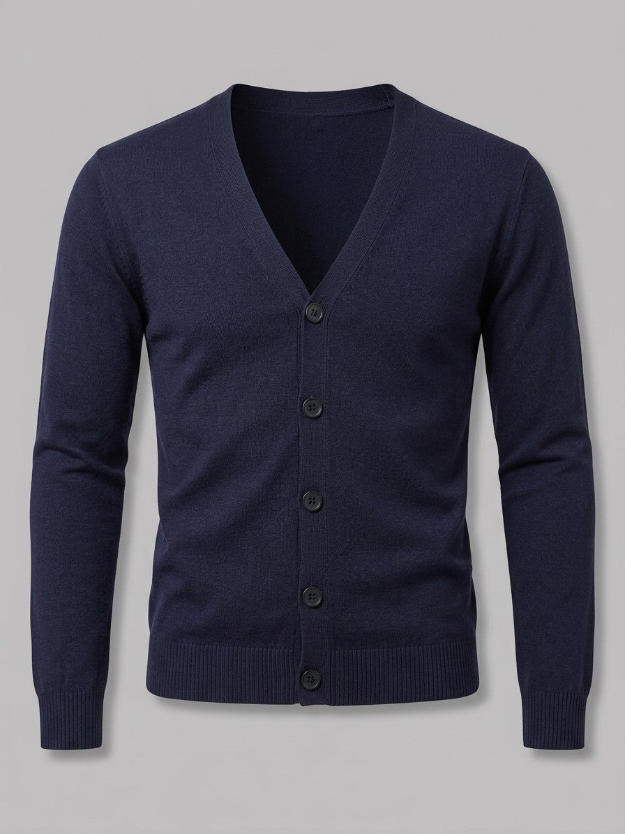 Verbania Men's V-Neck Button Knit Cardigan — royalblue — packshot