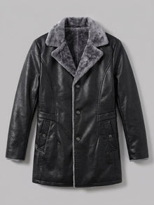 Vergato Men's Fur-Collar Faux Leather Car Coat