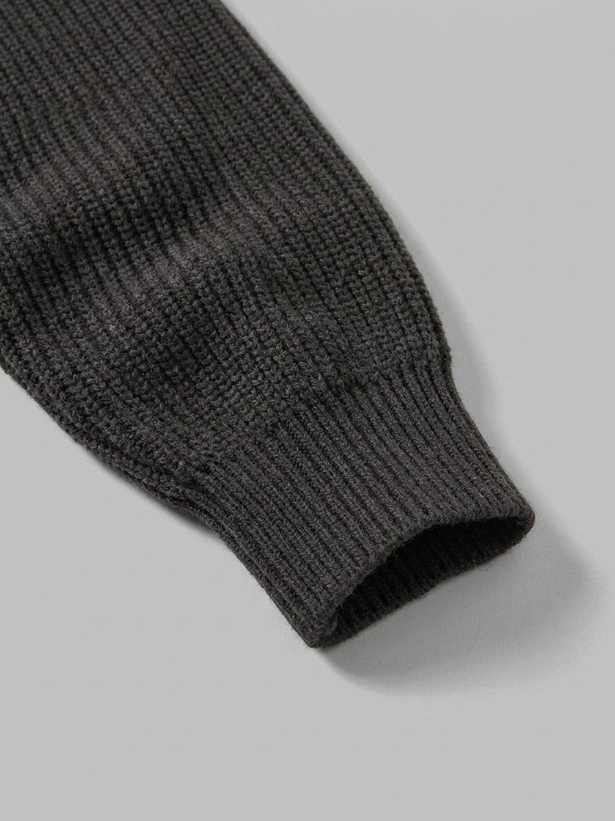 Vernio Men's Ribbed Half-Zip Polo Sweater — charcoal — detail-collar