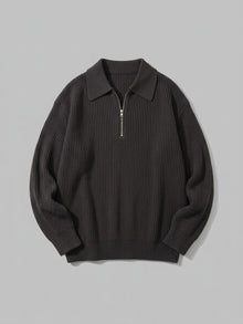 Vernio Men's Ribbed Half-Zip Polo Sweater