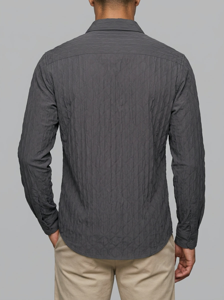 Verona Men's Embossed Long Sleeve Shirt — charcoalgrey — back