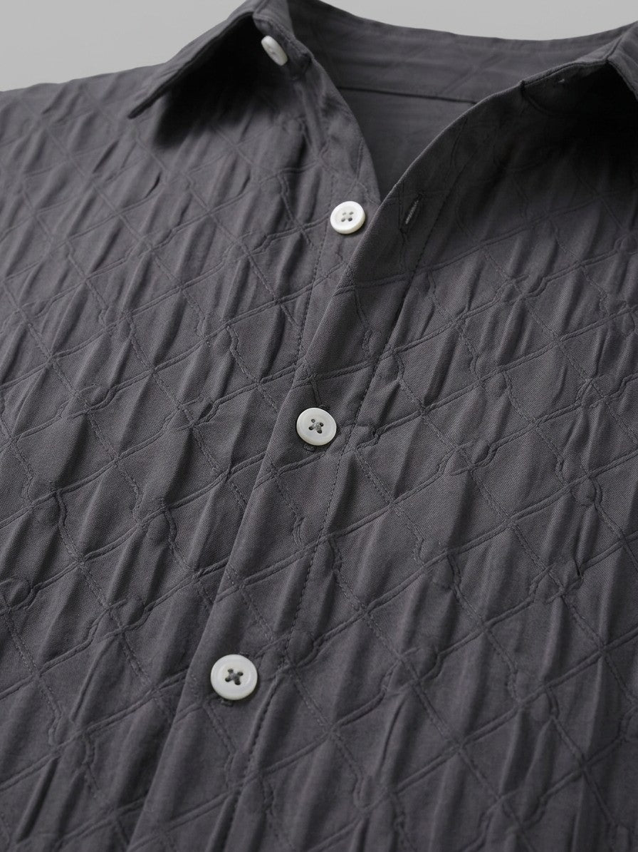 Verona Men's Embossed Long Sleeve Shirt — charcoalgrey — detail-2