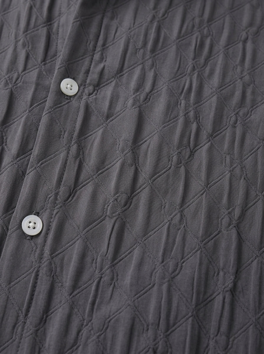 Verona Men's Embossed Long Sleeve Shirt — charcoalgrey — detail