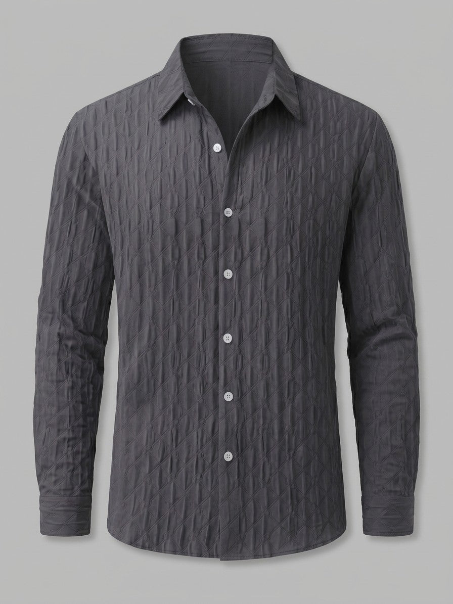 Verona Men's Embossed Long Sleeve Shirt — charcoalgrey — packshot