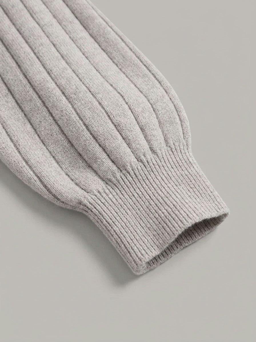 Verona Men's Ribbed Knit Polo Sweater — lightgray — detail-2