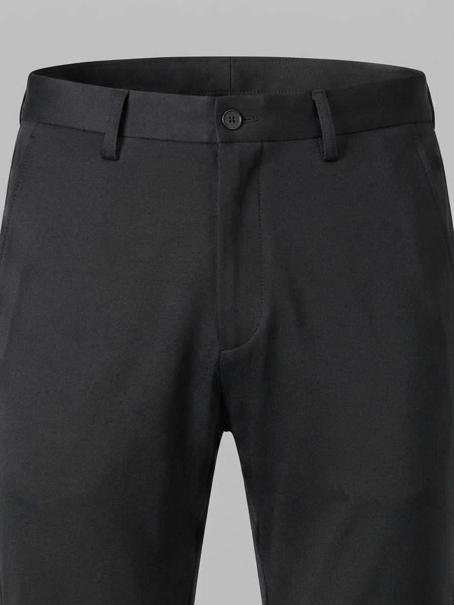 Verona Men's Stretch Tailored Trousers — black — detail-collar