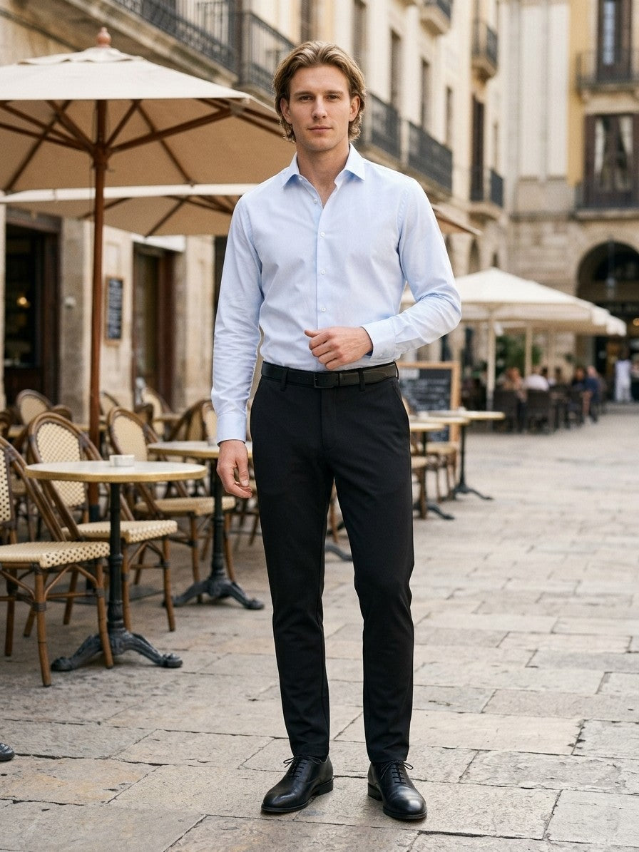 Verona Men's Stretch Tailored Trousers — black — lifestyle