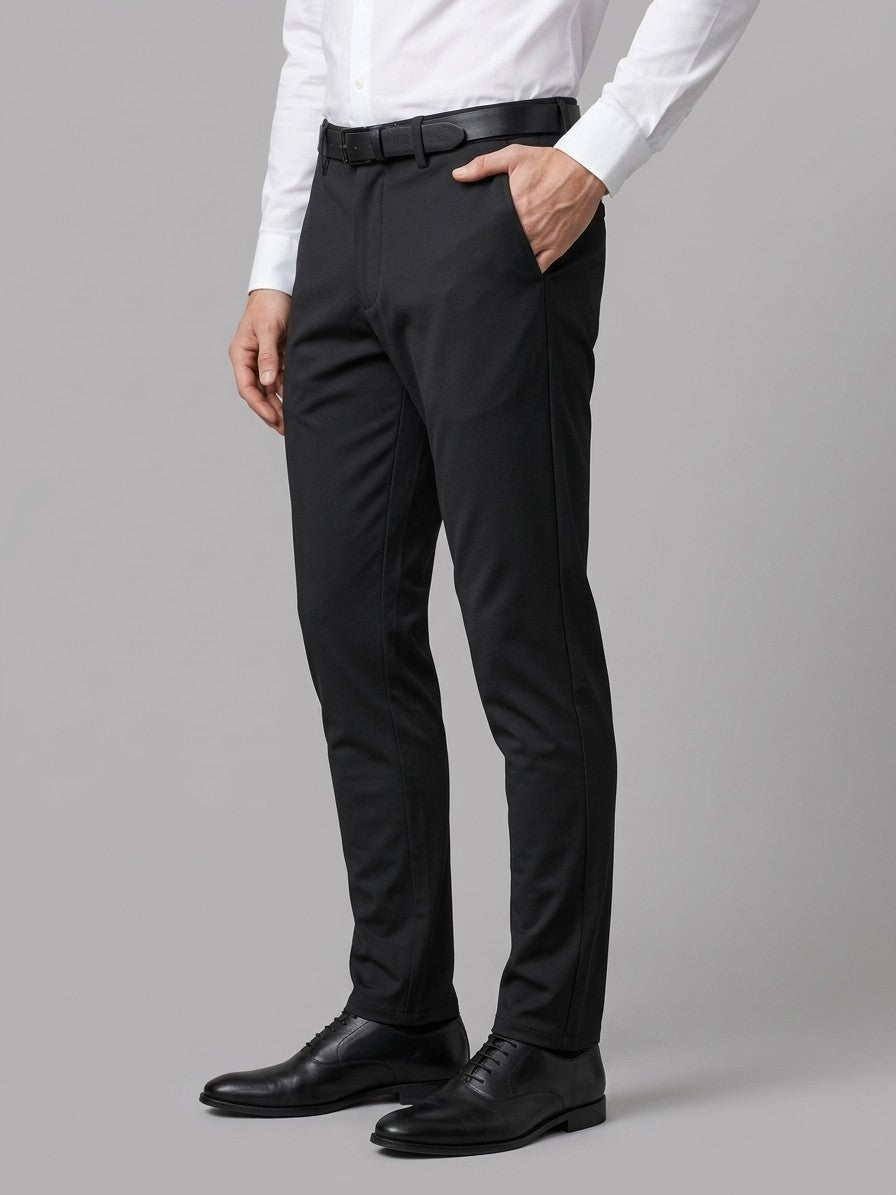 Verona Men's Stretch Tailored Trousers — black — side