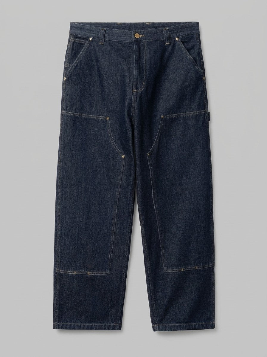 Viadana Men's Wide-Leg Double-Knee Carpenter Jeans — darkindigo — packshot