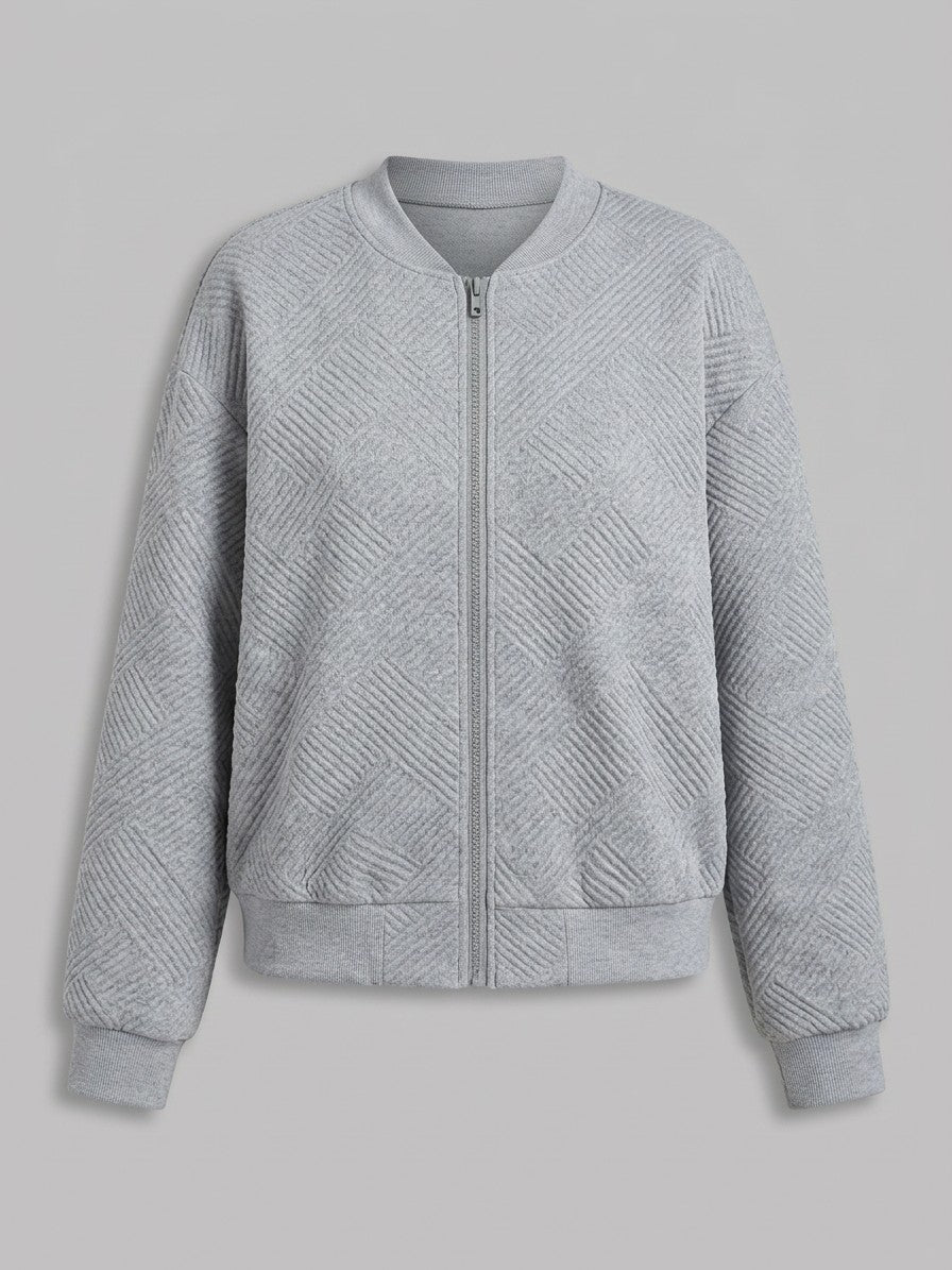 Viareggio Women's Jacquard Zip Bomber Jacket — gray — packshot