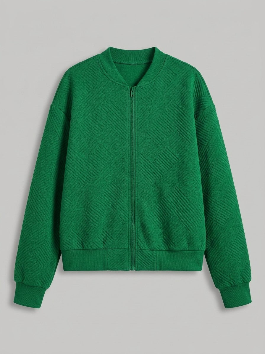 Viareggio Women's Jacquard Zip Bomber Jacket — green — packshot