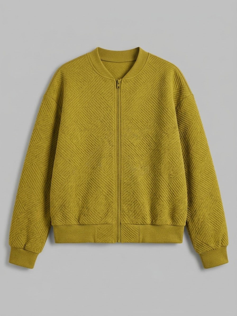 Viareggio Women's Jacquard Zip Bomber Jacket — khaki — packshot