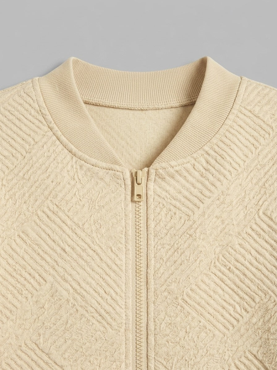 Viareggio Women's Jacquard Zip Bomber Jacket — lightyellow — detail-2