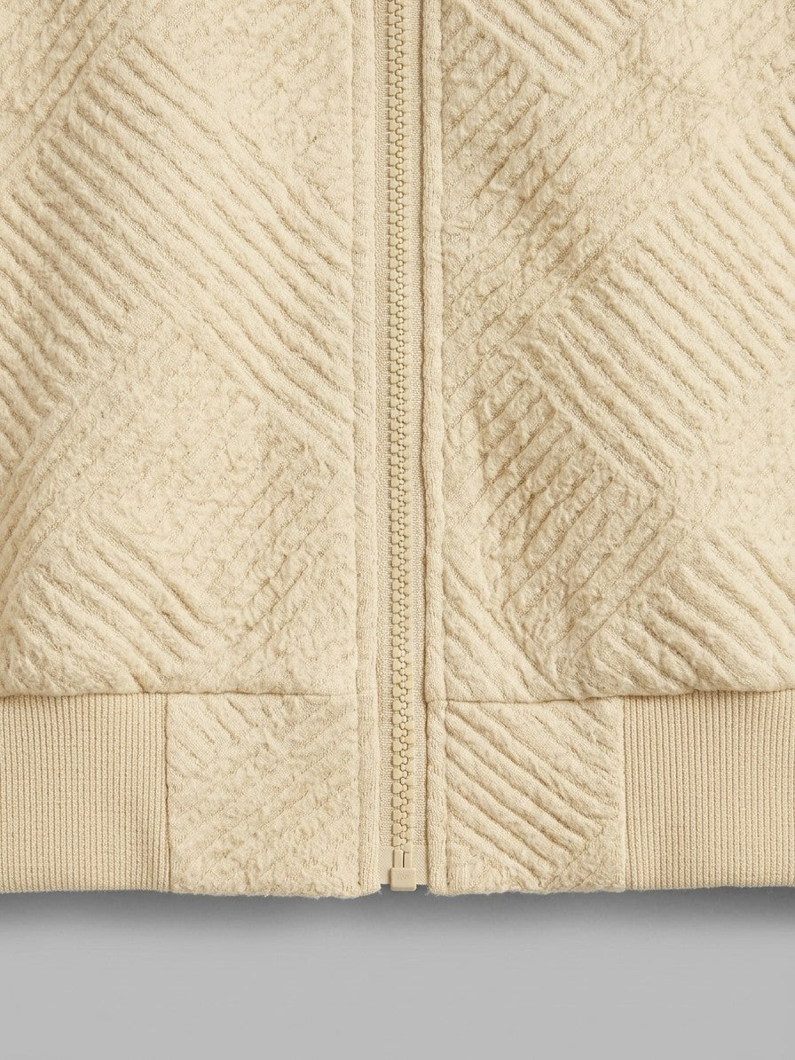 Viareggio Women's Jacquard Zip Bomber Jacket — lightyellow — detail-collar