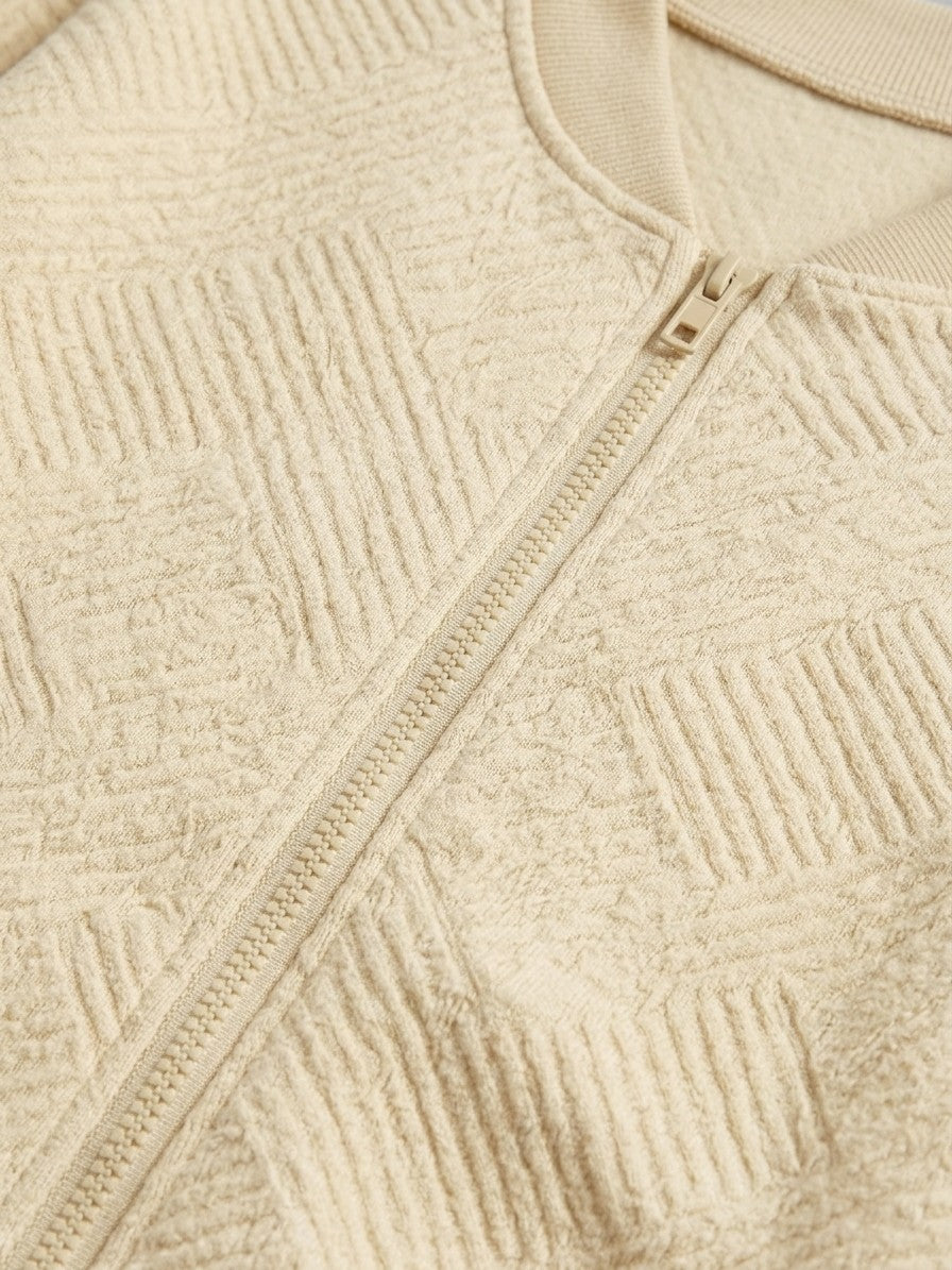 Viareggio Women's Jacquard Zip Bomber Jacket — lightyellow — detail