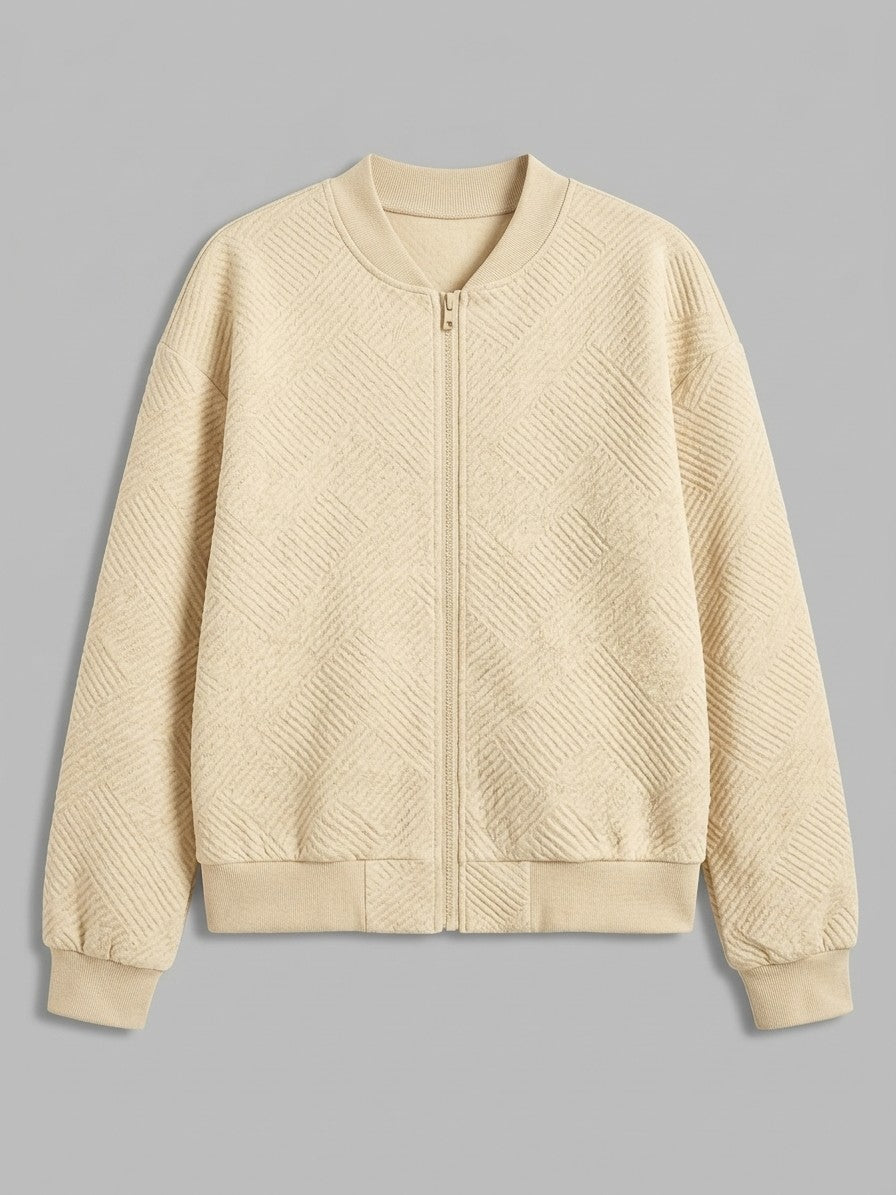 Viareggio Women's Jacquard Zip Bomber Jacket — lightyellow — packshot