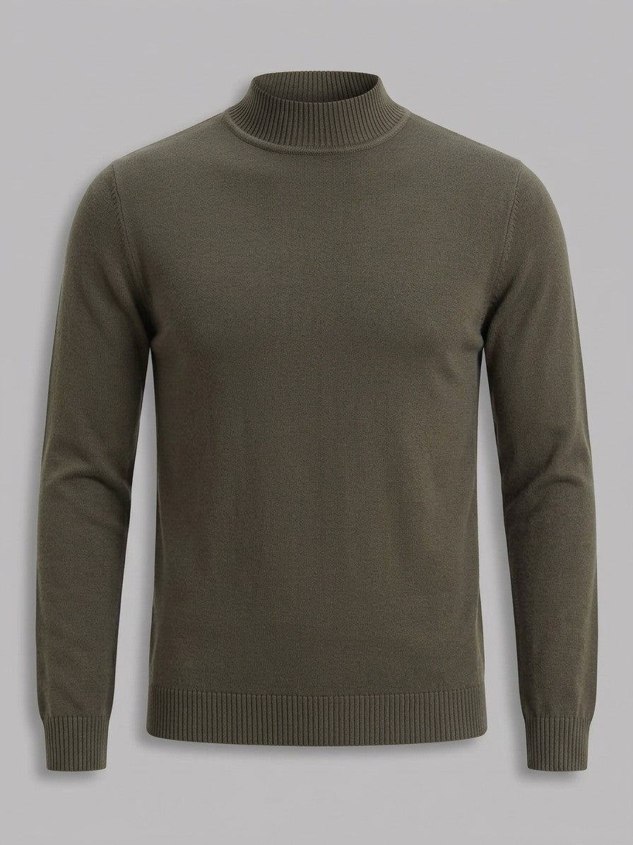 Vicenza Men's Mock Neck Knit Top — armygreen — packshot