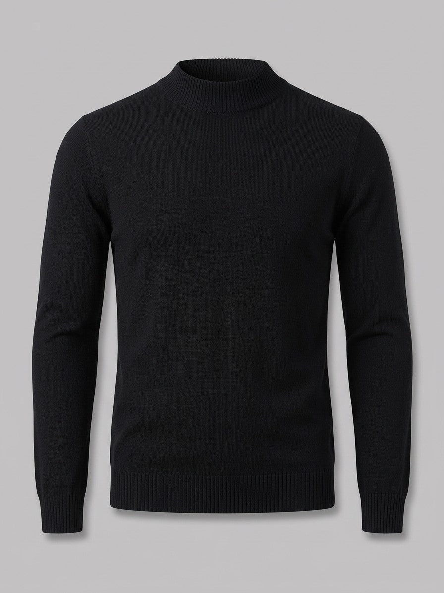Vicenza Men's Mock Neck Knit Top — black — packshot