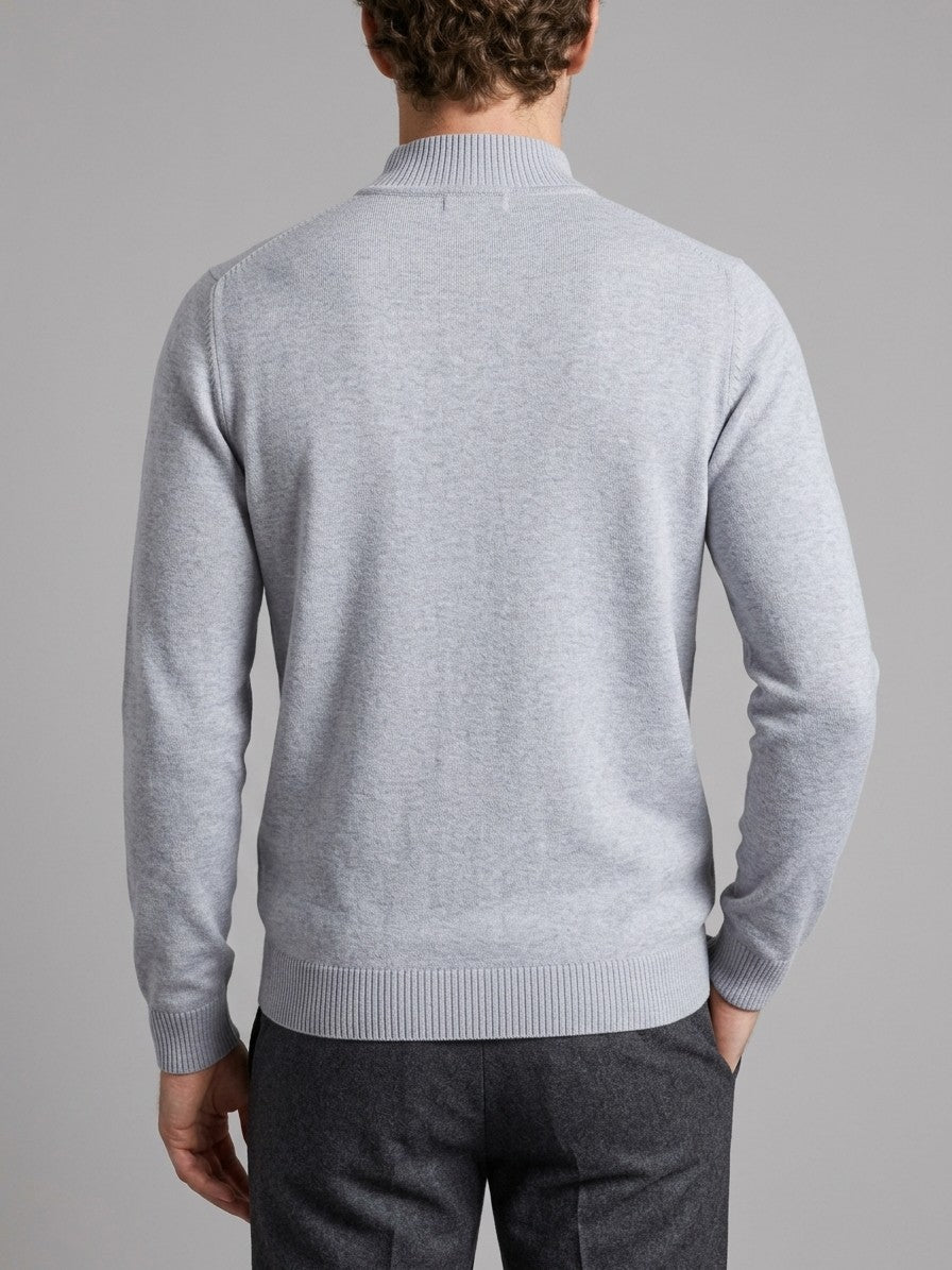 Vicenza Men's Mock Neck Knit Top — flowergray — back
