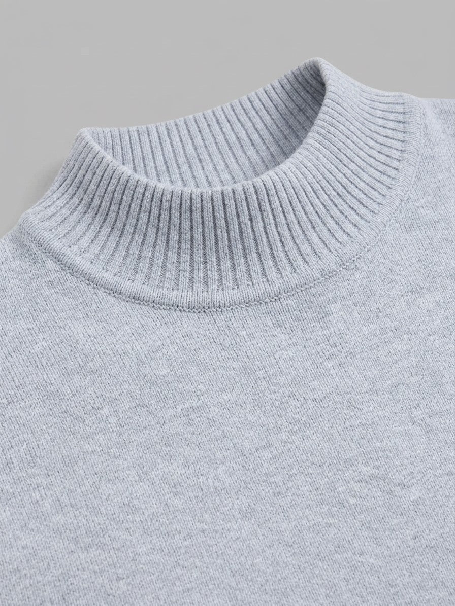 Vicenza Men's Mock Neck Knit Top — flowergray — detail-collar